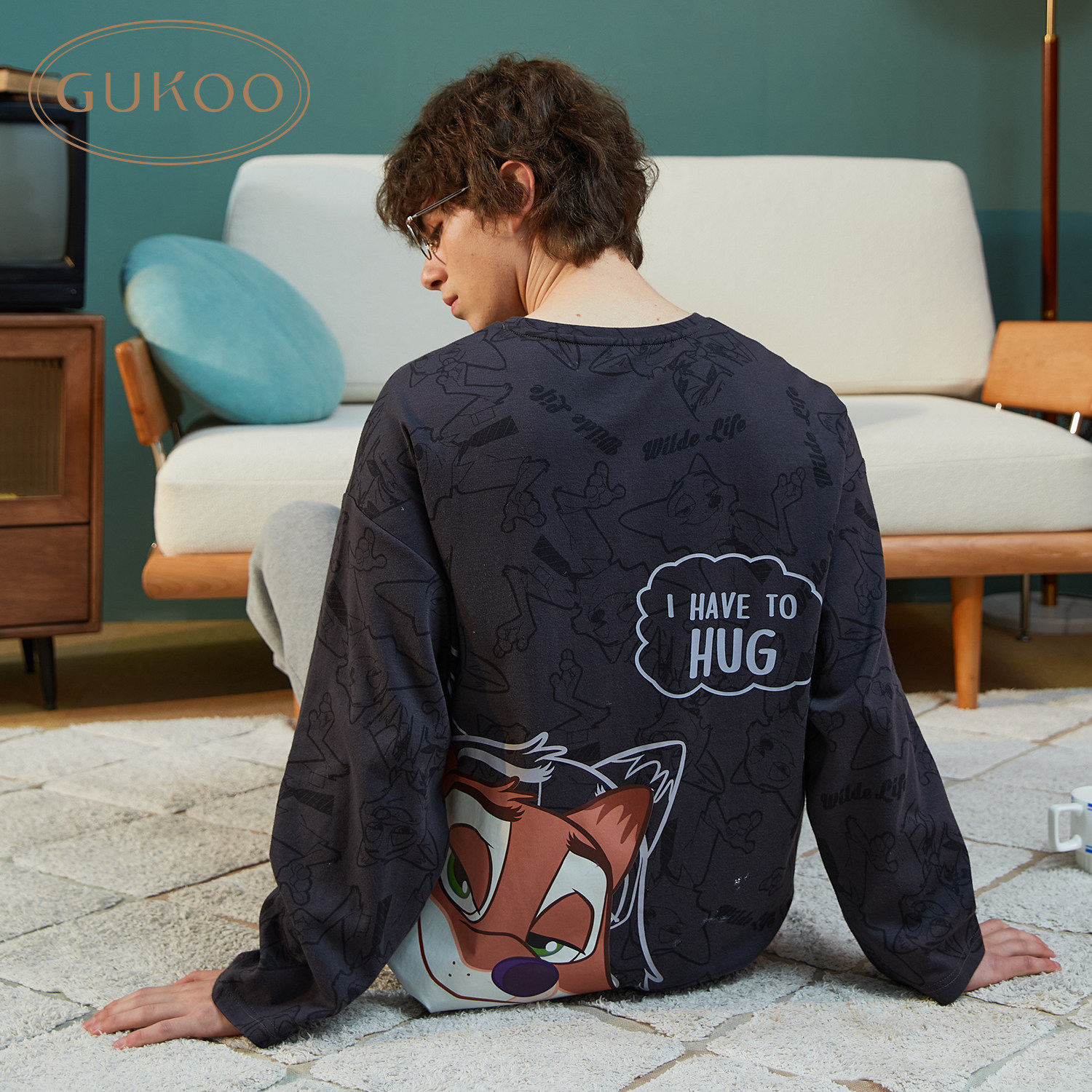 gukoo果壳男生纯棉春秋款男士睡衣 gukoo睡衣/家居服套装