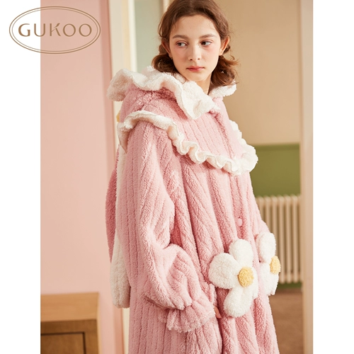 Милый банный халат, зимняя бархатная пижама с капюшоном