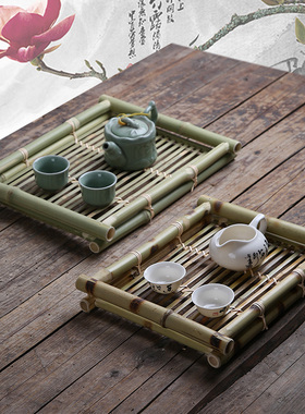 原竹制托盘长方形竹盘茶托壁挂