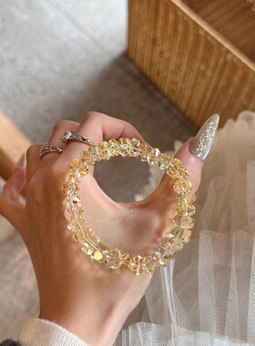 超闪切面黄水晶手链好运日富一日招财礼物不规则串珠爆闪轻奢手串