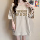 Summer pure cotton ເສື້ອຍືດແຂນສັ້ນສໍາລັບແມ່ຍິງ 2024 hot style loose lazy style niche design slanted shoulder half-sleeved top ins