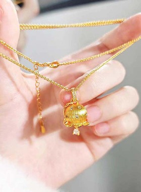 金店同款沙金铃兰花开吊坠项链