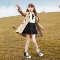 UK Next Kiss girl jacket 2023 Spring and autumn children in the middle of a long range of foreign air Inn wind casual windwear