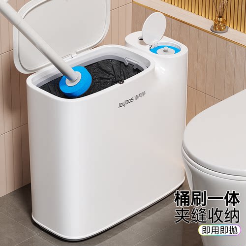 佳帮手卫生间垃圾桶马桶刷一体家用带盖厕所夹缝一次性刷头清洁 - 图2