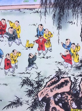 国画中堂画百子图多子多福百子千孙山水花鸟人物客厅玄关装饰挂画