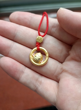 925纯银黄金色十二生肖小福猴小猴子吊坠项链红绳挂绳男女款饰品