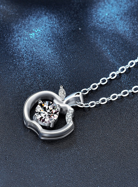 925纯银苹果项链女款2025新款轻奢莫桑钻平安果吊坠项链锁骨链女