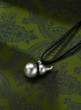 足银999福禄葫芦吊坠项链纯银挂件配件黑色编织挂绳男女款饰品