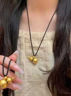 足银999黄金色福禄葫芦吊坠项链纯银配件配饰男女款福禄挂件饰品