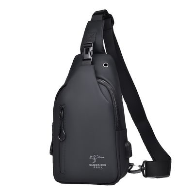 袋鼠真皮单肩斜跨包男士包包手提