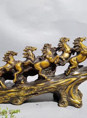办公室桌面摆件荣华富贵纯铜八马