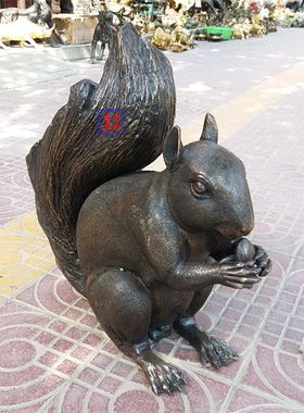 荣华富贵黄铜老鼠落地装饰摆件