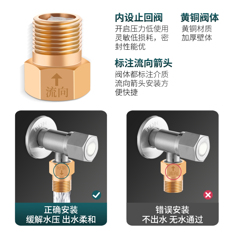 单向止回阀卫生间水管马桶防反水回水倒流4分止逆阀热水器逆止阀 - 图1