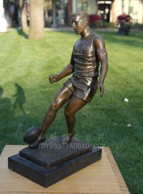 铜雕塑橄榄球手运动员工艺品摆件
