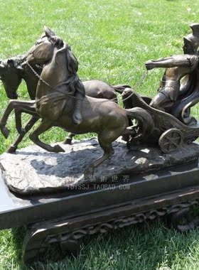 马拉车雕塑办公室玄关摆件工艺品