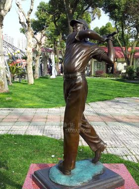 铜雕塑高尔夫老虎伍兹办公室摆件