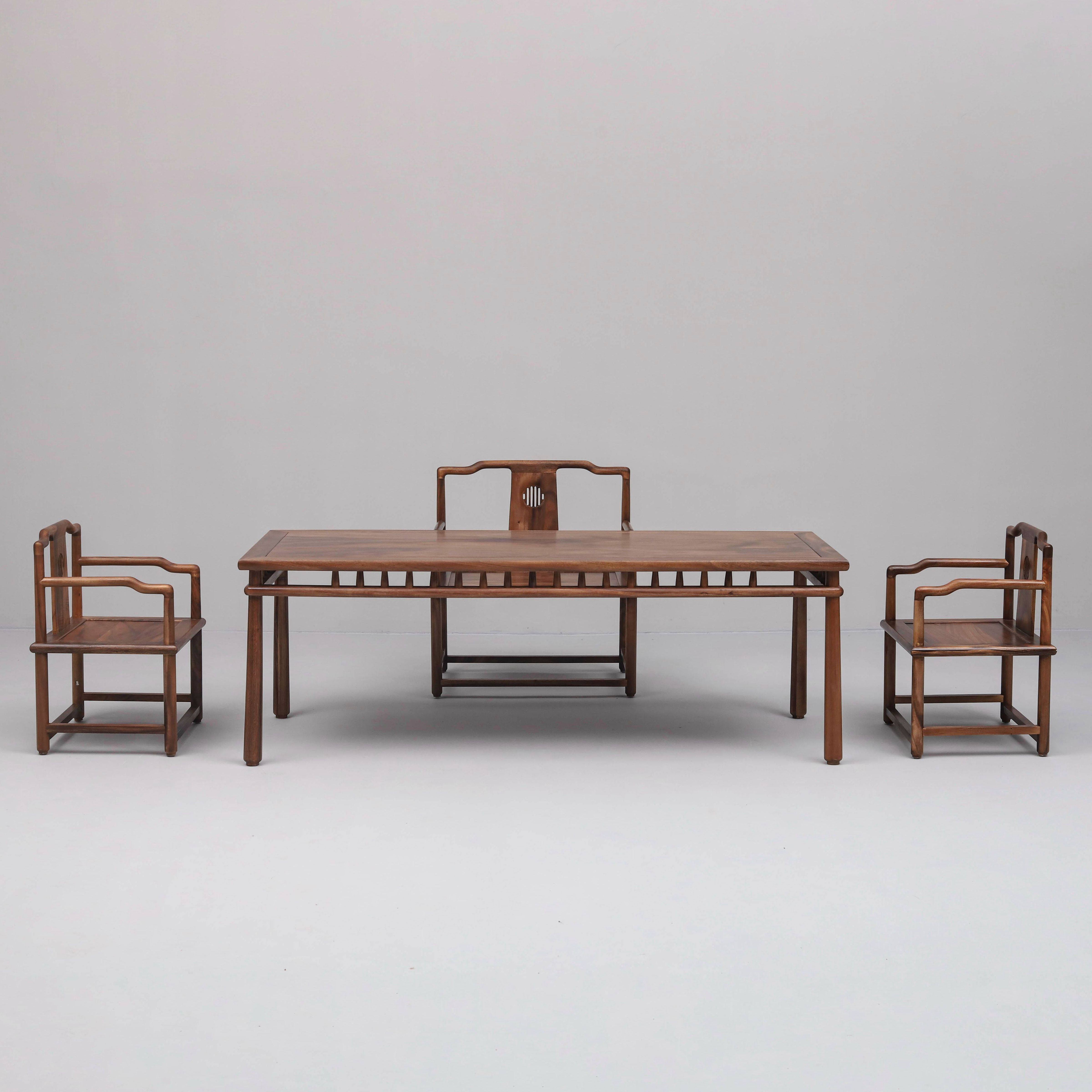 新中式南美胡桃木茶桌全实木功夫茶桌椅组合家用茶艺桌办公室茶台