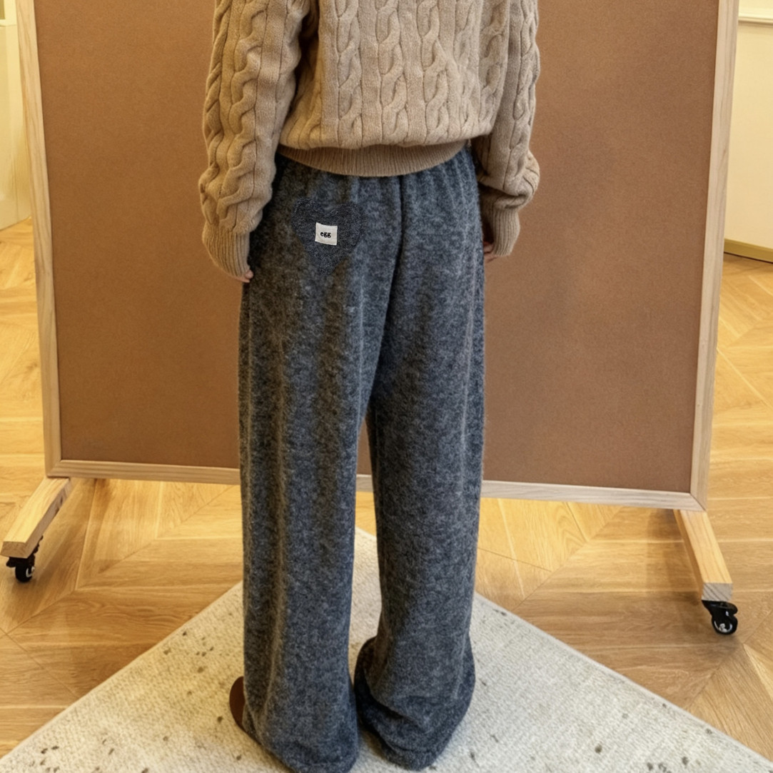 【比个心】韩风咩咩毛软糯加厚直筒阔腿长裤保暖两穿慵懒风休闲裤,淘宝优惠券,粉丝福利购,淘宝优惠卷