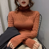 Трикотажный демисезонный однотонный свитер, облегающий крой, в западном стиле