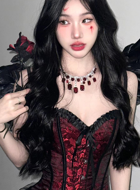 万圣节哥特风复古水滴项链女