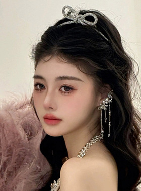 轻奢水钻蝴蝶结发夹新娘发饰