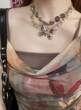 中古风轻奢蝴蝶项链复古