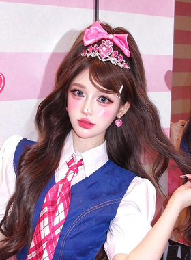 甜美公主粉色爱心皇冠头饰女十八岁生日王冠lolita拍照发箍发饰