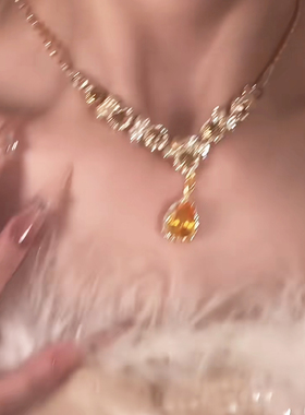 贵气感复古锆石水滴项链耳环女