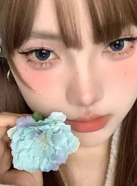 纯欲风晕染蓝色山茶花发夹