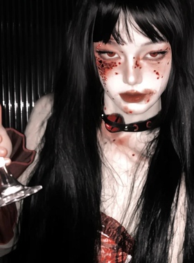 万圣节暗黑搞怪恶魔红眼皮革项圈