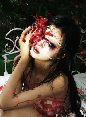 万圣节红色彼岸花眼罩