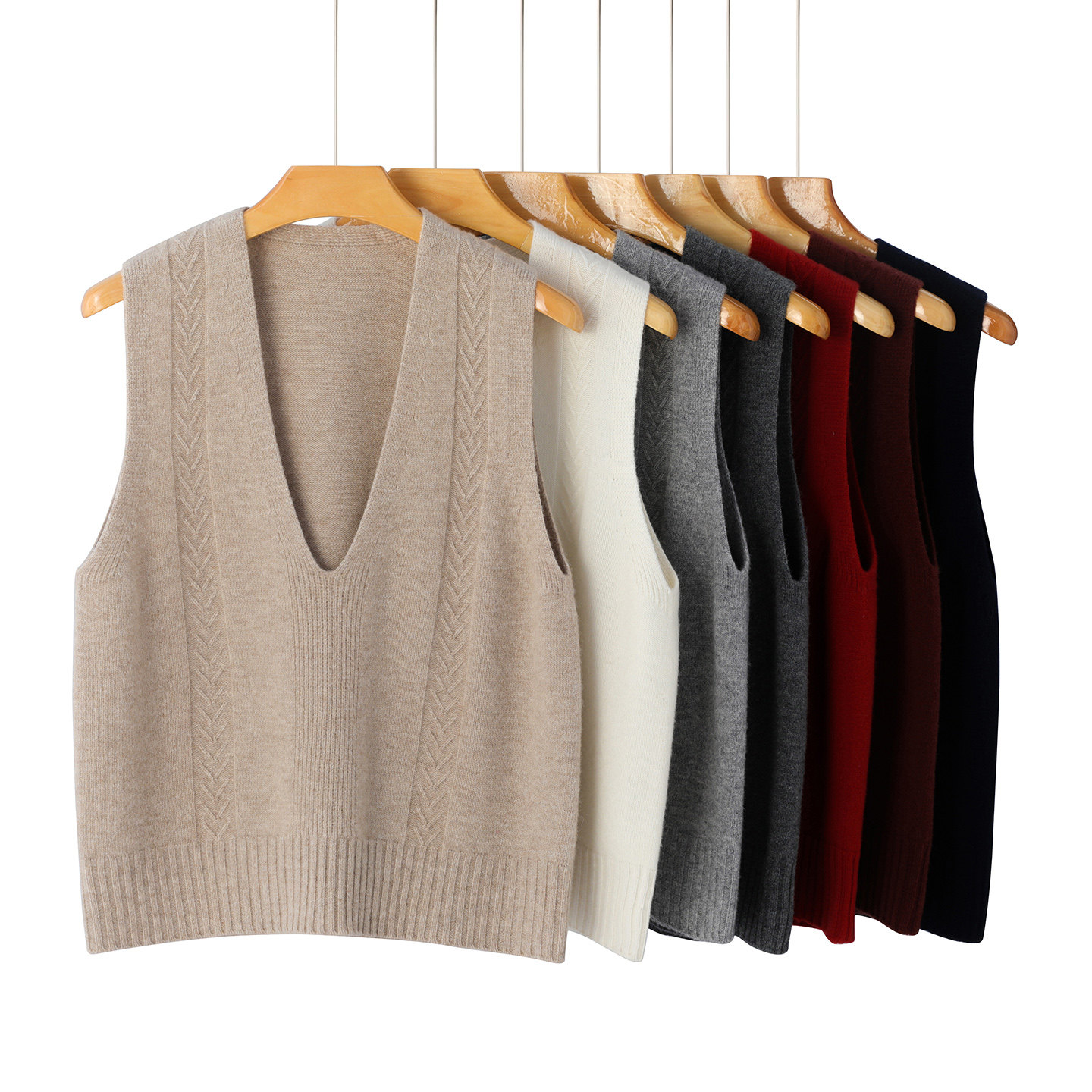 深V领100%羊毛针织马甲女秋冬叠穿内搭外穿毛衣背心无袖坎肩,淘宝优惠券,粉丝福利购,淘宝优惠卷