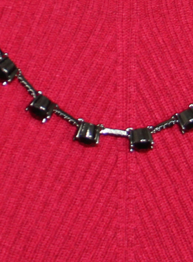 黑色百搭短款镶钻锆石锁骨链