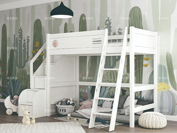 儿童实木高架床简约小户型上床下书桌衣柜组合成人高床高低床定制-图2
