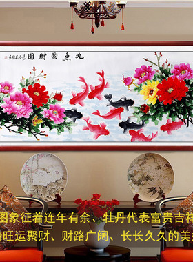 洛阳花开富贵风水手绘六尺牡丹画