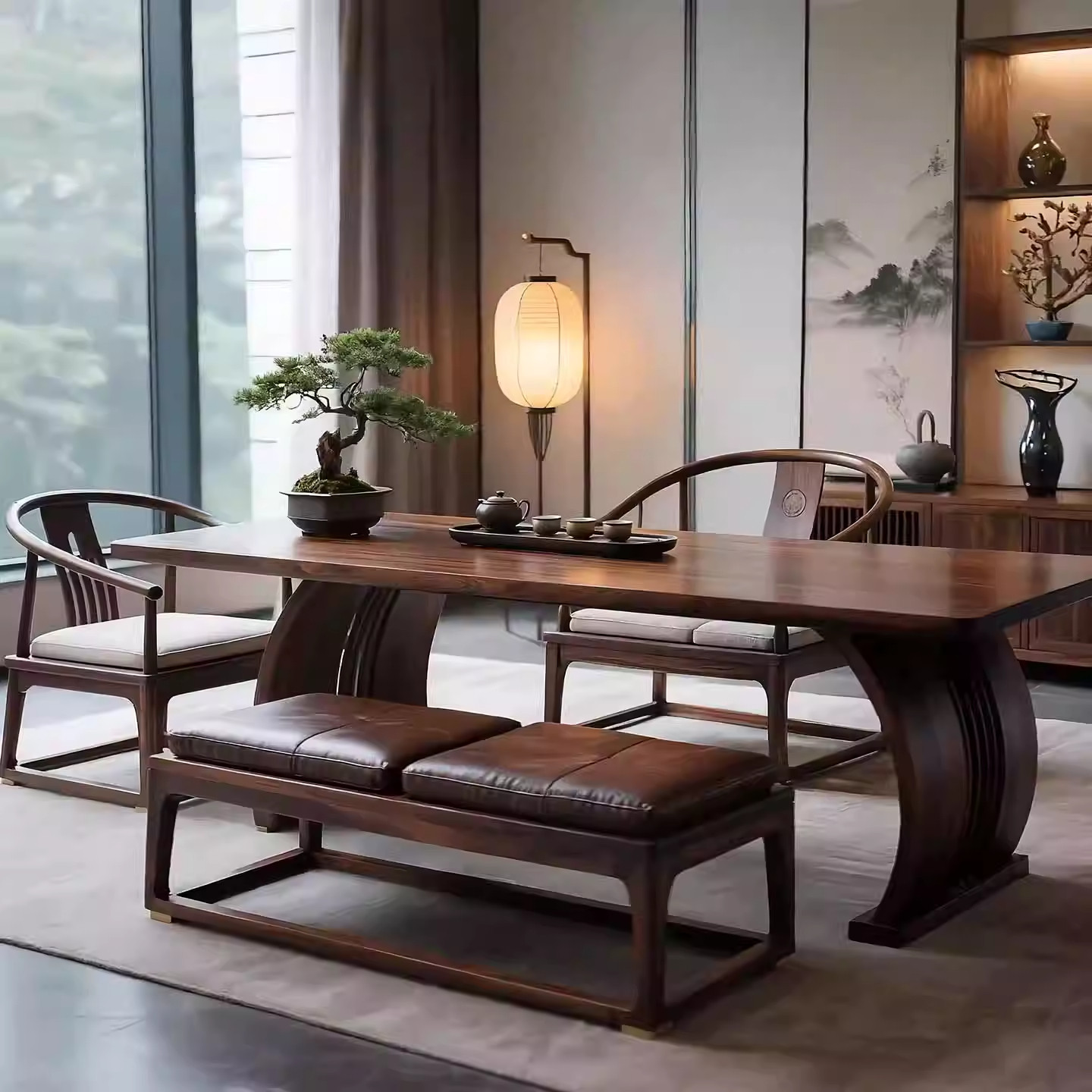 北美黑胡桃木新中式茶桌2026新款客厅简约高端禅意实木泡茶台茶桌,淘宝优惠券,粉丝福利购,淘宝优惠卷