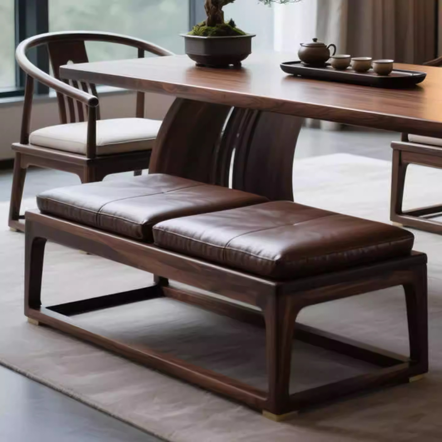 北美黑胡桃木新中式茶桌2026新款客厅简约高端禅意实木泡茶台茶桌,淘宝优惠券,粉丝福利购,淘宝优惠卷