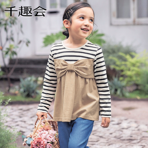 千趣会童装26春秋款女童打底衫假两件日系可爱儿童T恤 - 图2
