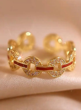 精致设计钱币造型滴釉戒指复古女