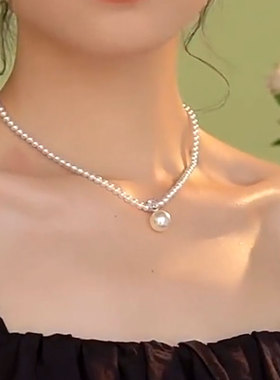 2025年新款白色珠珠吊坠项链爆款