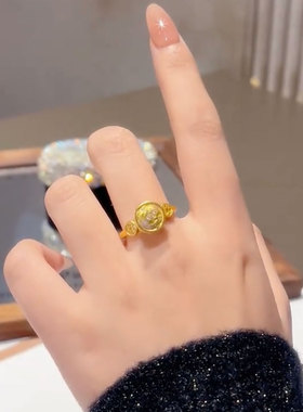 2026新款金色聚宝盆旋转戒指设计女轻奢个性时尚百搭气质优雅百搭