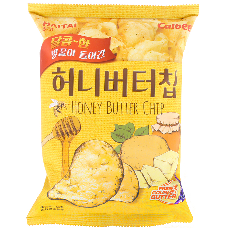 韩国进口网红膨化小零食品 海太蜂蜜黄油薯片60g*3包土豪休闲薯片