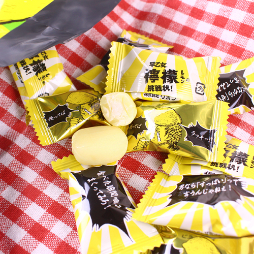 现货日本进口理本ribon早乙女柠檬挑战状超酸柠檬夹心软糖80g袋装