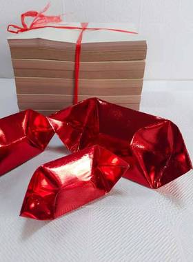 红色元宝纸红纸折纸手工折叠上喜坟乔迁烧纸12*15厘米折莲花