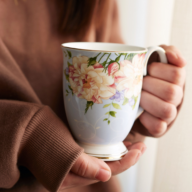 欧式唐山骨瓷咖啡杯陶瓷带盖马克杯水杯茶杯北欧创意杯子女家用杯