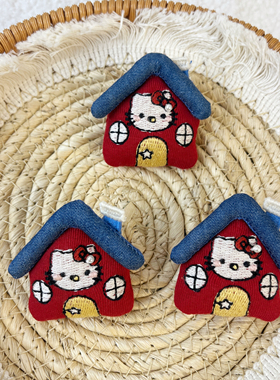 精致漂亮气质布艺喜庆红色kitty猫胸针好品质时尚日韩蘑菇别针款