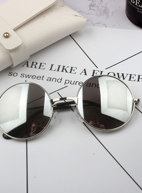 ins超酷彩膜圆框复古圆形太阳镜