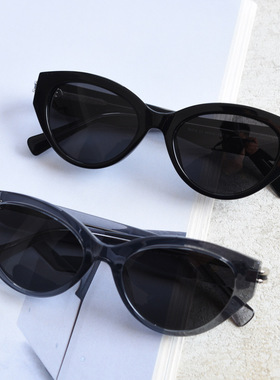 欧美大框黑色猫眼框偏光太阳镜女潮网红素颜百搭街拍复古墨镜ins