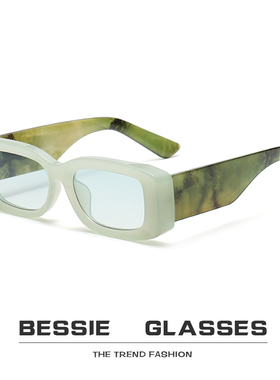 韩版红色长方形太阳镜男女水墨色粗框时尚高级感墨镜防紫外线骑行