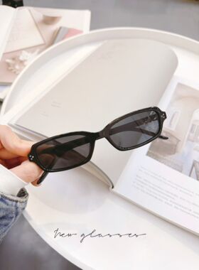 韩版窄框黄色方框太阳眼镜男女士潮高级感方圆脸街拍墨镜防紫外线